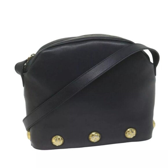 Salvatore Ferragamo Shoulder Bag Leather Navy Auth - Picture 1 of 16